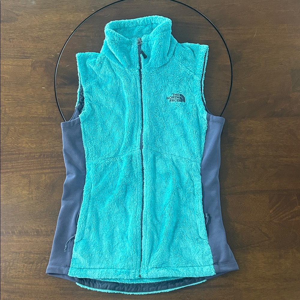 Women’s S The North Face Osito Aqua and Gray Fleece Vest